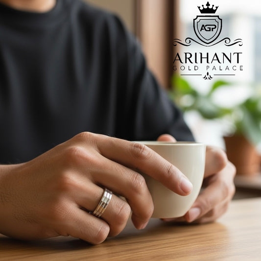 925 Silver Band Ring for Men – Layered Step Design