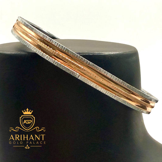 Stylish 925 Silver Kada for Men – Rose Gold Oval Fit Design