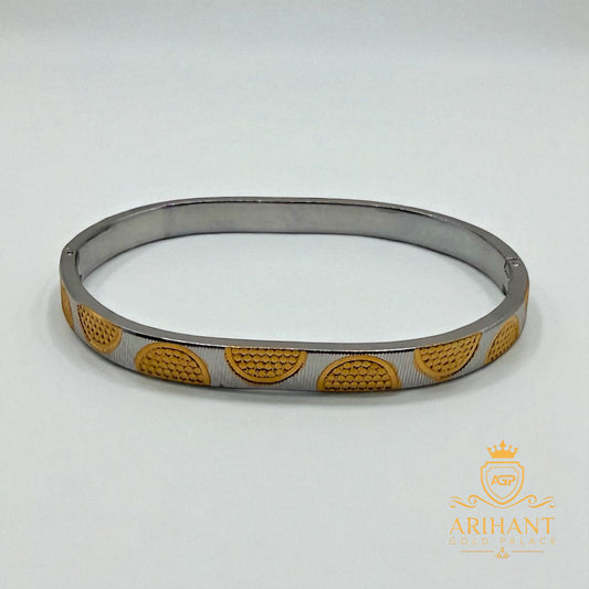 Stylish 925 Silver Kada for Men – Dual Finish, Perfect Fitting Oval Design