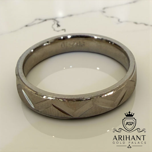 925 Silver Band Ring for Men – Crisscross Engraved Design