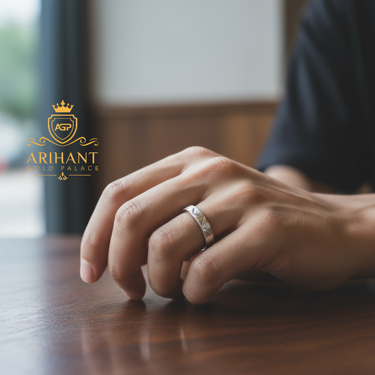 925 Silver Band Ring for Men – Crisscross Engraved Design