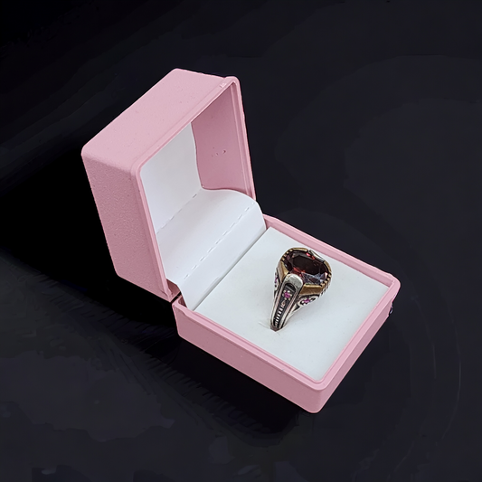 Turkish Ruby Heart Sterling Silver Men's Ring