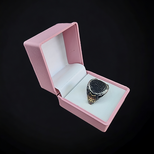 "Midnight Onyx Turkish Silver Ring - Men's 925 Collection"
