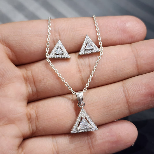 "Dazzling Square Brilliance Pendant Set"