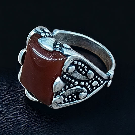 "Men's 925 Silver Turkish Brown Stone Ring"