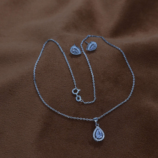 "Dazzling Silver Droplet Pendant Sets