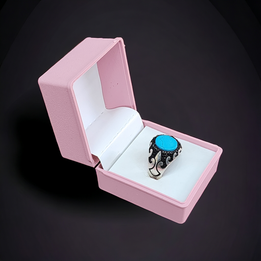 Turkish Silver 925 Firoza Turquoise Men's Ring