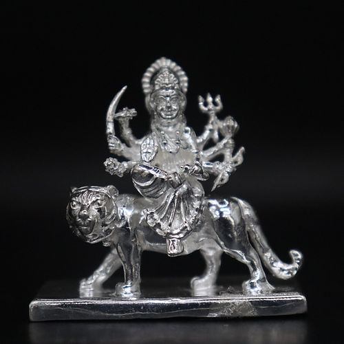 Divine Maa Durga Mini Silver Statue 925 – Intricately Crafted
