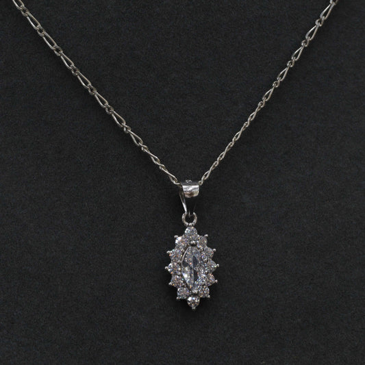 "Sparkling Silver Diamond Pendant Sets