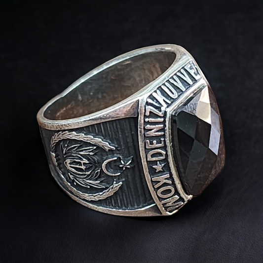 "Turkish Onyx Elegance - Silver 925 Men's Ring"
