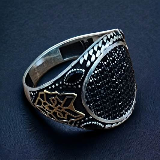 "Midnight Onyx Turkish Silver Ring - Men's 925 Collection"