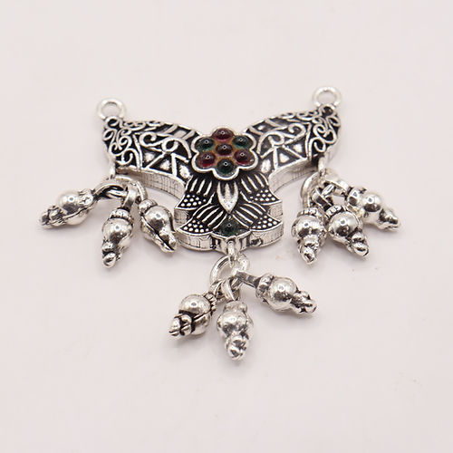 Traditional Antique Silver Pendant with Floral Motif