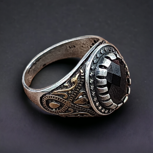 "Classic Turkish Onyx 925 Sterling Silver Men's Ring"