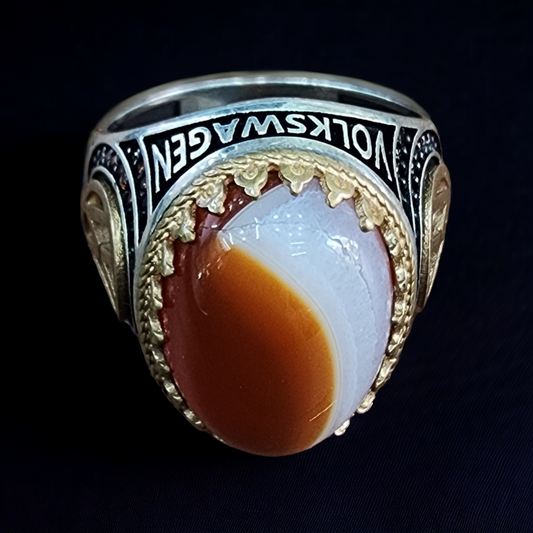 "Turkish Onyx Agate Sterling Silver Men's Ring"