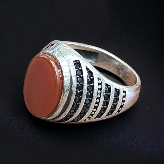Turkish Onyx Agate Men's Silver 925 Ring