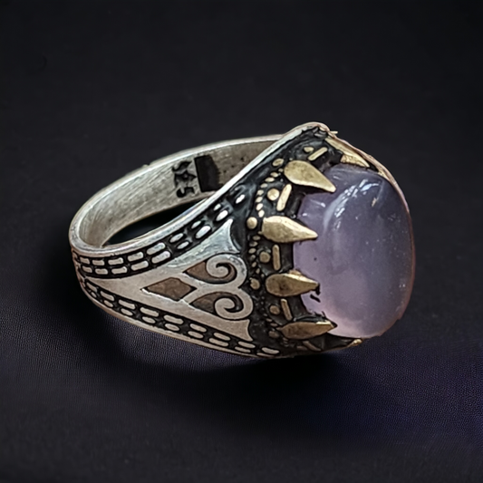 "Turkish Amethyst Silver Statement Ring - Men's 925"