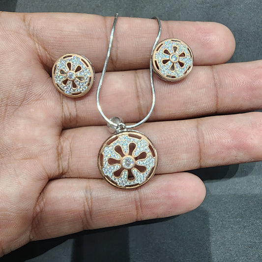 "Radiant Rose Diamond Pendant Sets