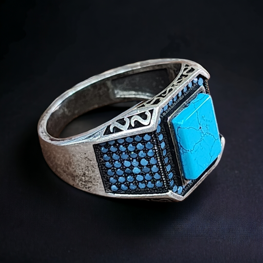 Turkish Sapphire Signet Ring in 925 Sterling Silver