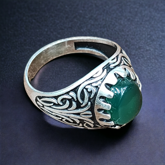 Turkish Emerald 925 Silver Men's Ring