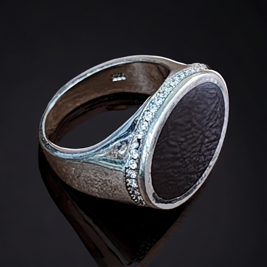 "Turkish Elegance 925 Silver Men's Ring - Black Onyx Edition"