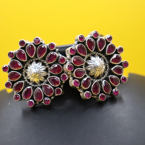 Royal Antique Silver Studs Ruby-Inspired Embellishments