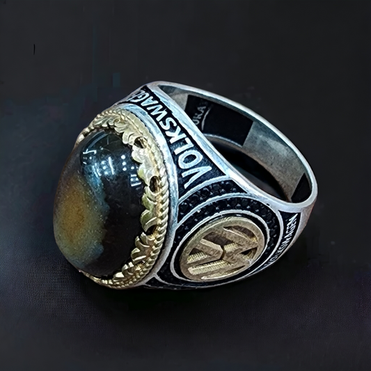 "Obsidian Royale Sterling Silver Turkish Ring for Men"
