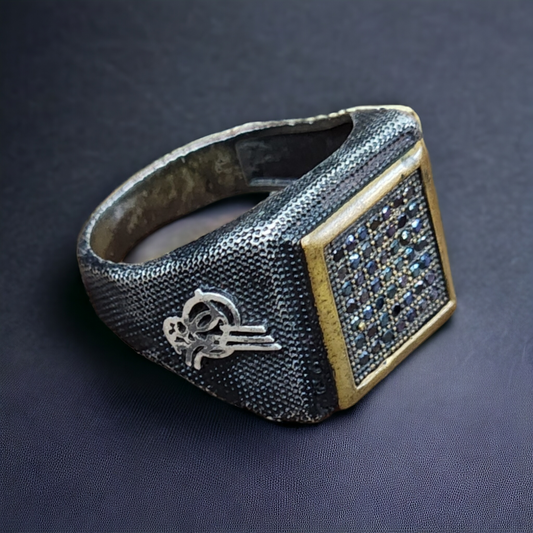Turkish Ottoman 925 Sterling Silver Tughra Men's Ring
