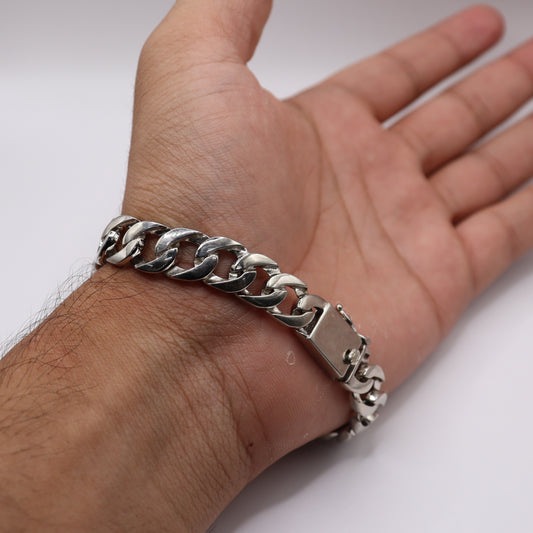 "Silver Wave Men's Bracelet"