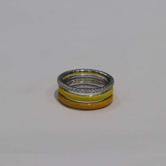 Yellow Ring 925 Silver Diamond Sterling Ring