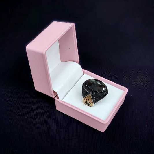 Turkish Onyx Elegance: Sterling Silver 925 Men's Ring