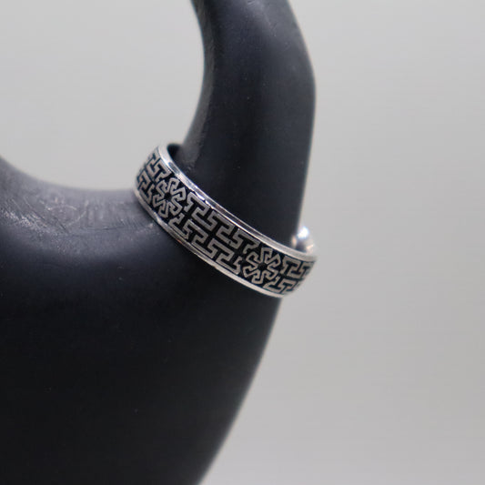 Geometric Crest 925 Silver Men's Ring
