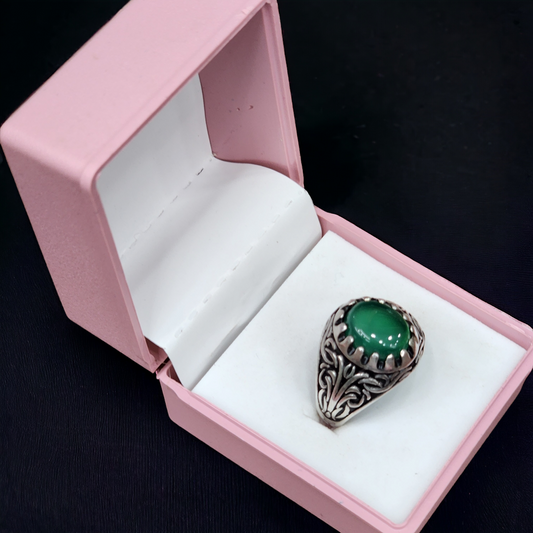 Turkish Emerald 925 Silver Men's Ring