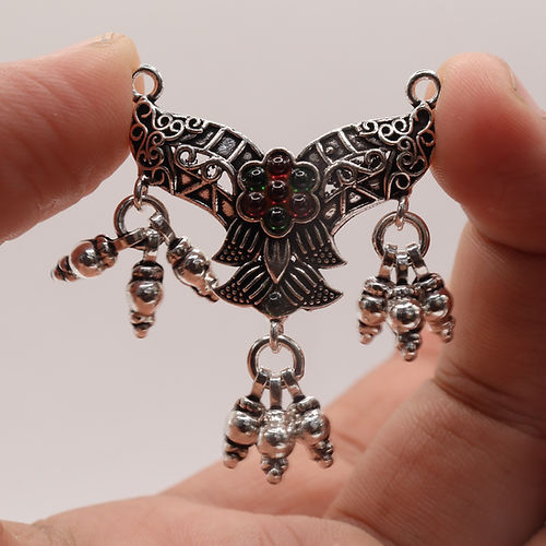 Traditional Antique Silver Pendant with Floral Motif