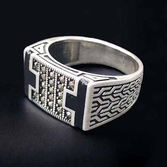 "Turkish Sterling Silver 925 Men's Black Band"