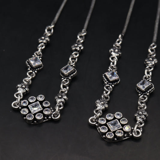 "Elegant Silver 925 Payal Necklace Set"