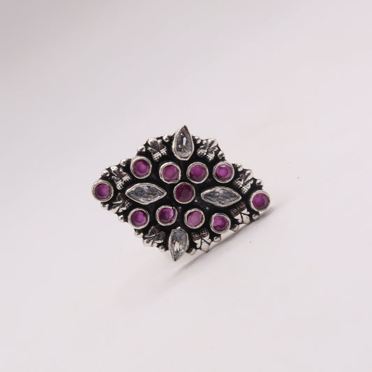 "Diamond Blossom Sterling Silver Ring"