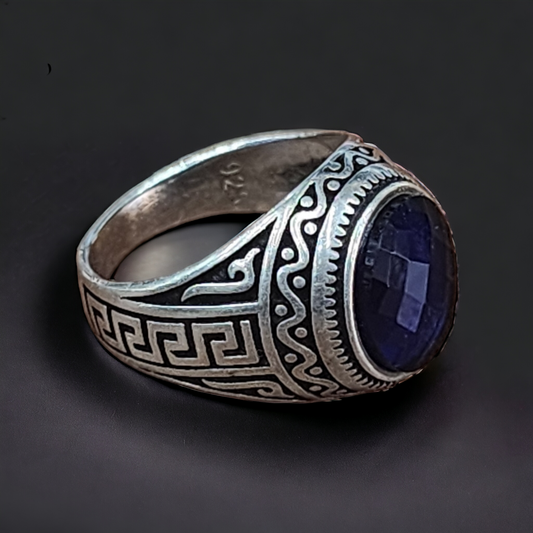Turkish Kyanite Elegance - Men's Silver 925 Ring