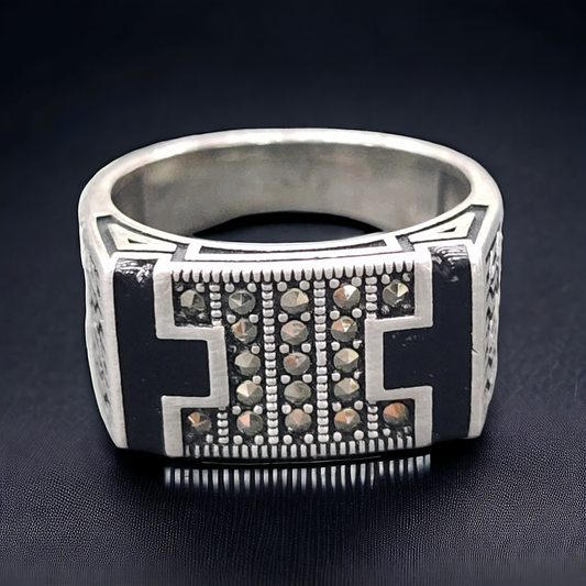 "Turkish Sterling Silver 925 Men's Black Band"