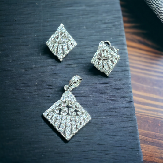 Sparkling Silver Kite Pendant Set
