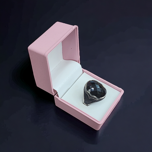 "Obsidian Black Sterling Men's Ring - Turkish Silver 925 Series"