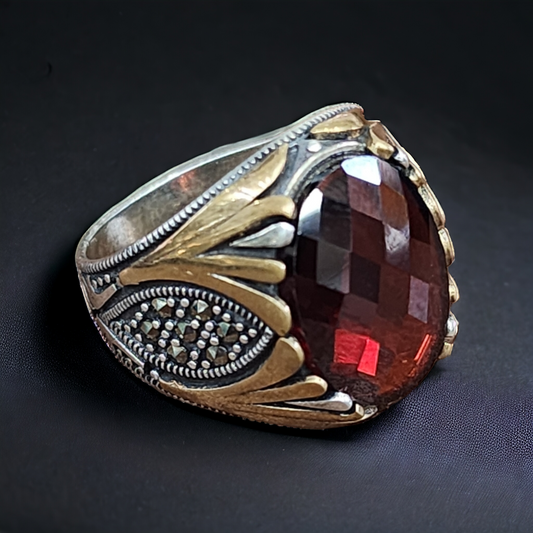 "Turkish Silver 925 Royal Alexandrite Men's Ring"