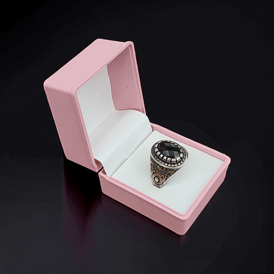 "Classic Turkish Onyx 925 Sterling Silver Men's Ring"