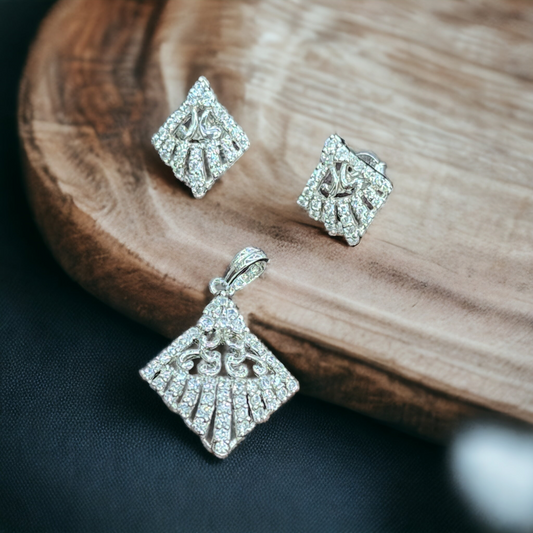 Sparkling Silver Kite Pendant Set