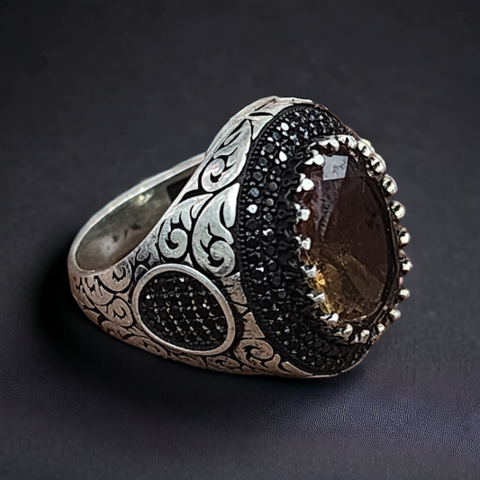 "Midnight Wave - Turkish Men's Sterling Silver 925 Ring"