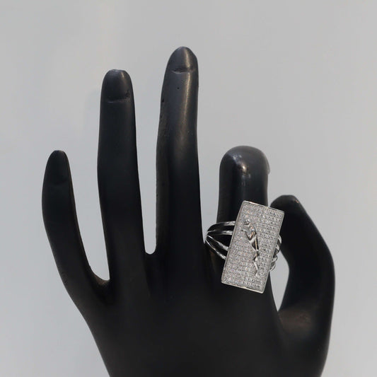 Silver Diamond Sterling Ring with Puma Design