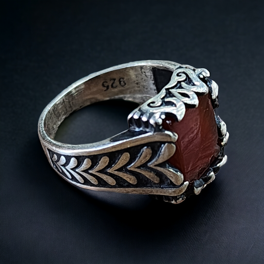 Turkish Verdant Gemstone Silver Ring for Men