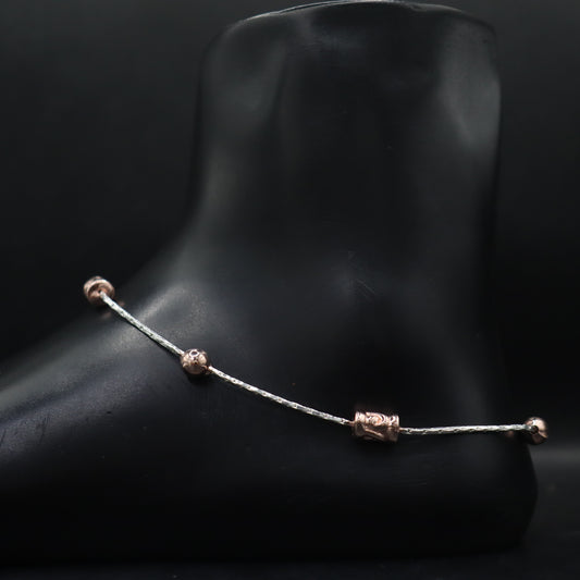 "Dazzling Sterling Silver Payal Anklet"