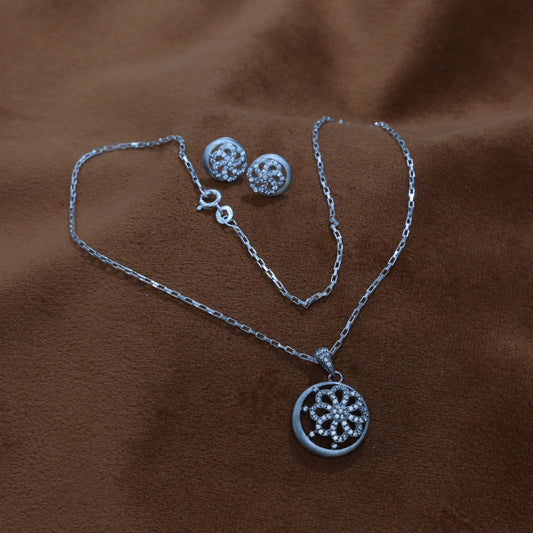 Radiant Silver Brilliance Diamond Pendant Sets
