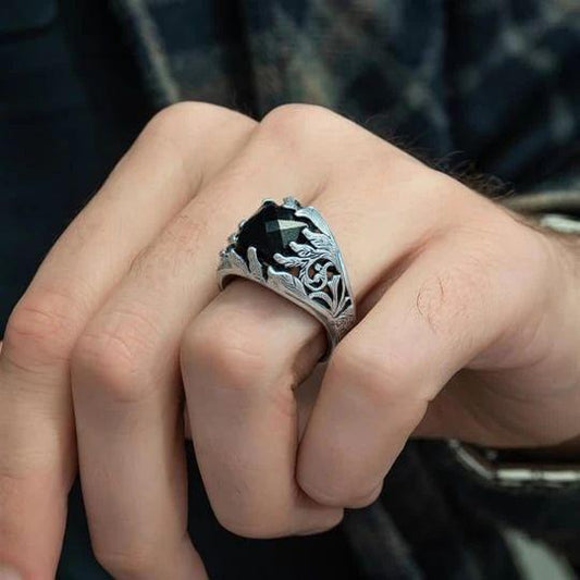 "Masculine Onyx Turkish Silver 925 Ring"
