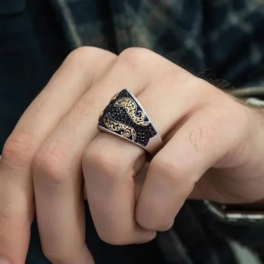 "Sterling Silver Ottoman Men's Ring - Turkish Delight Collection"